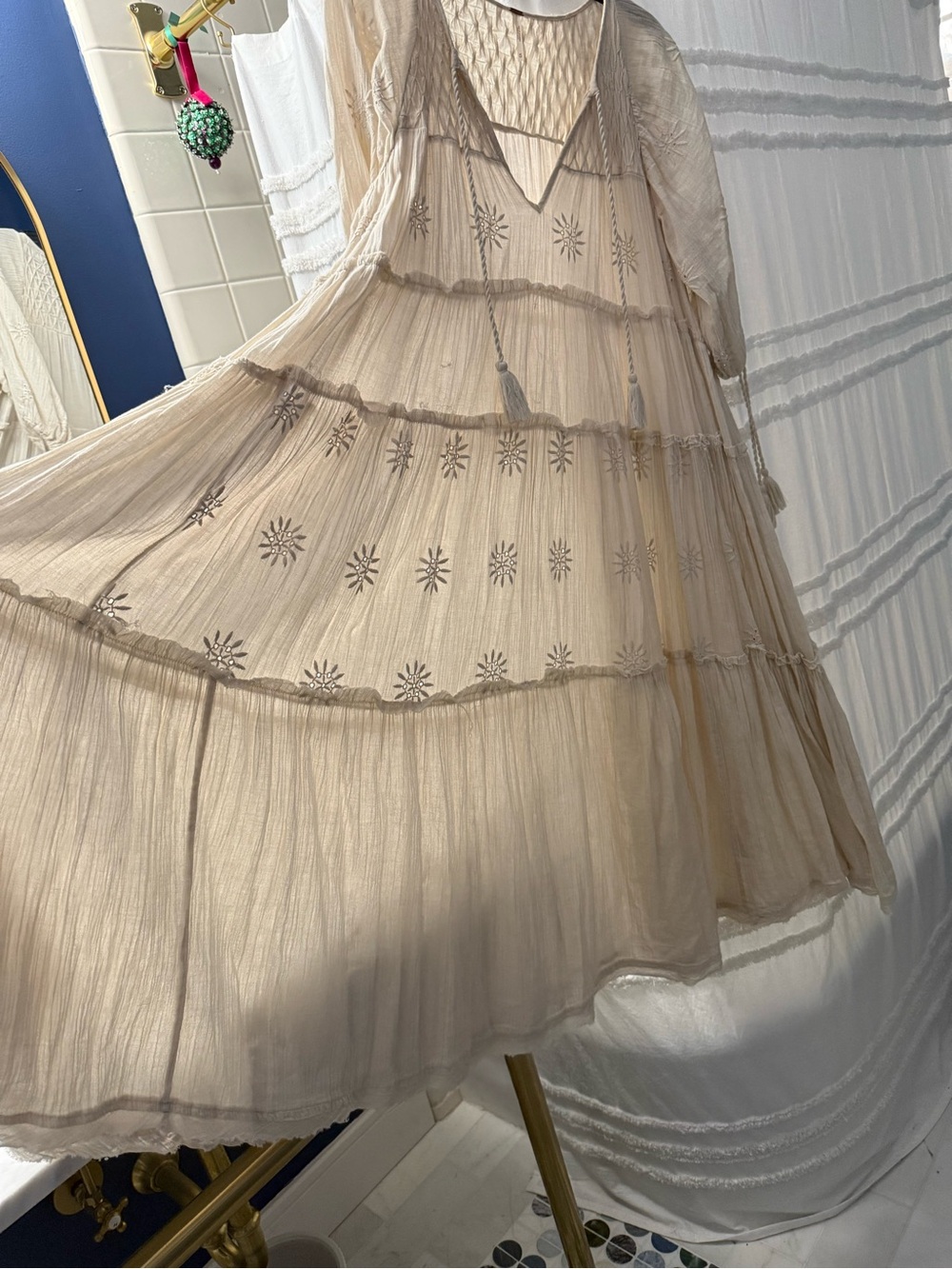 Free People Celestial Skies MIDI Boho Cotton Dress Size M - Picture 5 of 6